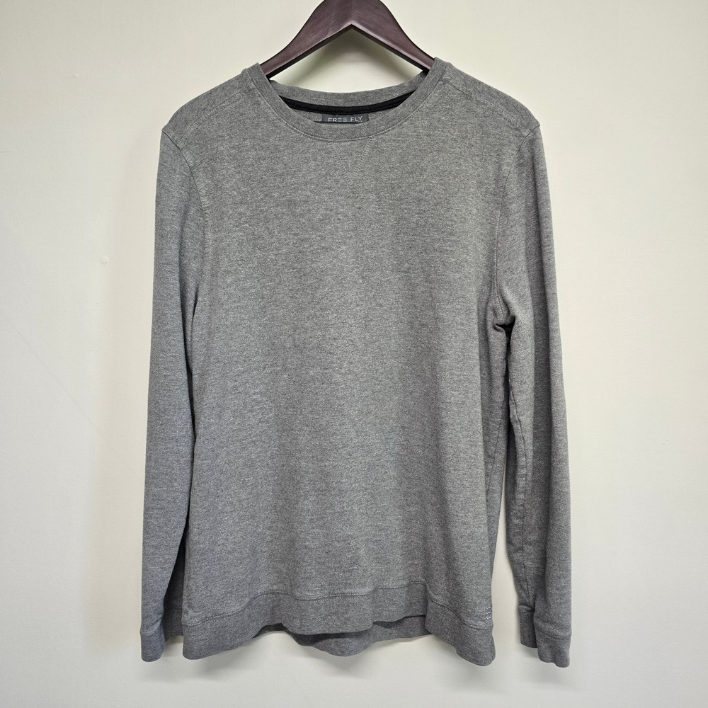 Free Fly Bamboo Fleece Pullover Mens L Gray Long Sleeve Crewneck Gorpcore
